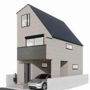 ＜外観予想パース図＞
駐車場はビルトインタイプ♪
大切なお車を雨風などから守ります。