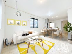 【モデルルーム　家具配置イメージ】
物件現地と合わせて、完成物件のご内覧も可能です♪
物件現地では実際のサイズ感を、モデルルームでは内装含めた生活イメージをご確認頂けます。