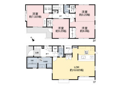 2階居室は2部屋に間仕切りが可能です。
将来の家族構成の変化に対応♪
※間仕切り壁は有償です。