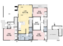 ファミリータイプの４部屋＋LDK！
家事効率に配慮した２階水回り集約の間取りで、毎日の家事を楽に効率よく♪
ルーフバルコニーや充実の収納スペースなど、魅力たっぷりの１棟です！